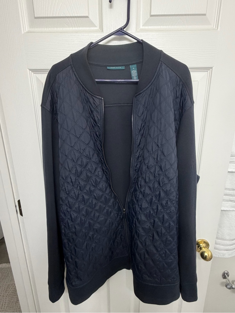 Perry Ellis Quilted Black Bomber Jacket